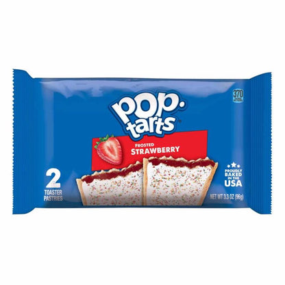 Emery Jensen Toastr Pastries Strawberry pack of 6, showing golden-brown snack pastries with strawberry filling on the packaging