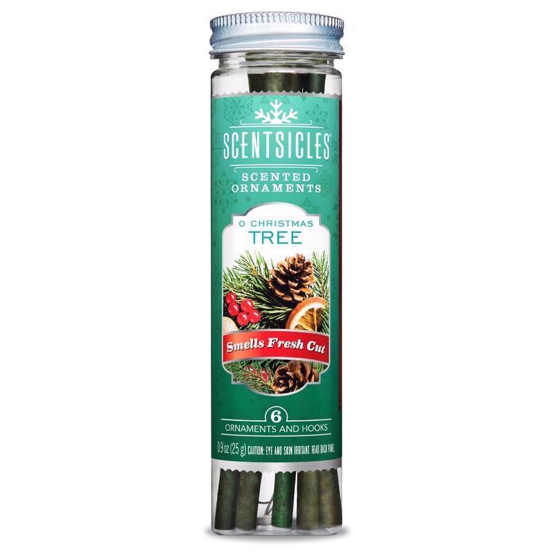 Pack of 12 Emery Jensen Scent Sticks Cmas Tree snow spray scents, holiday-themed air freshener with festive scent.