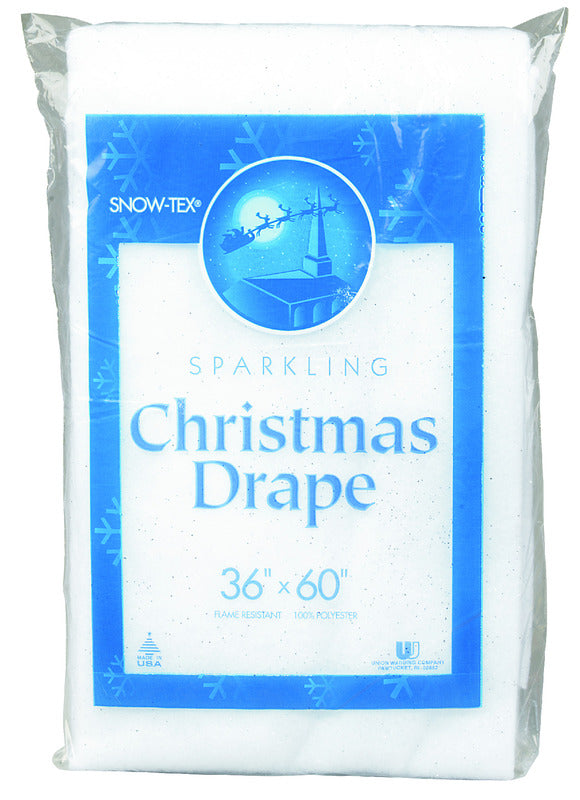 Emery Jensen Snow Drape 36x60 inches, decorative snow spray for seasonal displays, white textured fabric with snow-like appearance.