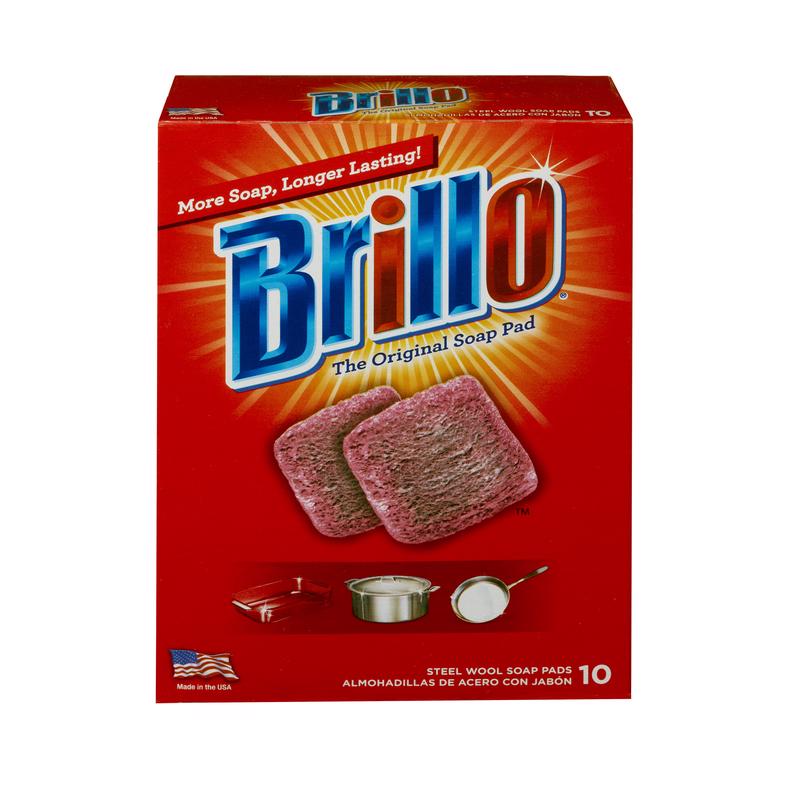 Emery Jensen Brillo Steel WL soap pads, 10-pack, durable cleaning pads for stainless steel and tough surfaces