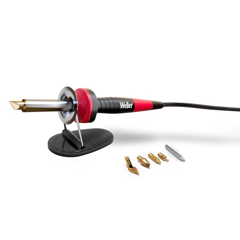 Emery Jensen Weller woodburning iron for detailed pyrography and woodcraft projects, with a sleek metal tip and ergonomic handle.