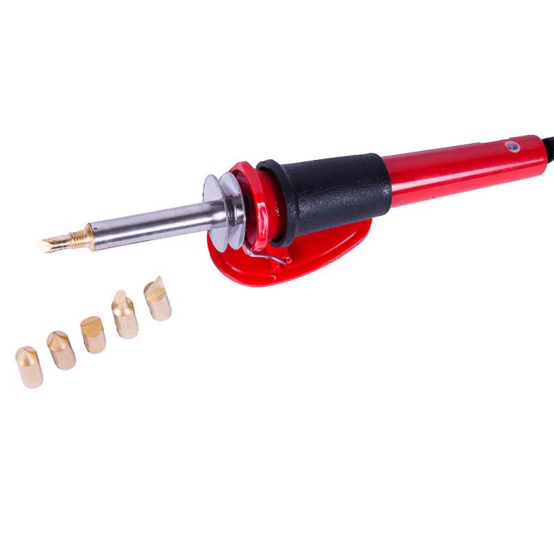 Emery Jensen wood burning iron kit with 30W soldering iron and various tips for detailed pyrography work.