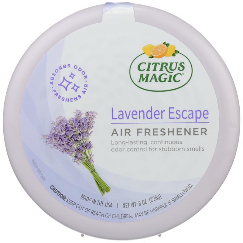 Emery Jensen Solid Air Freshener in Lavender scent, 8oz solid air freshener block with floral lavender design.