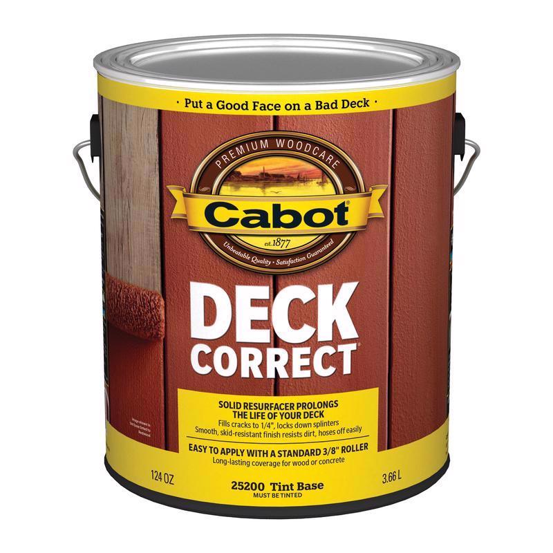 Four gallons of Emery Jensen Cabot DCKCRT Tint BS solid stain in a pack, ready for wood protection and coloring.