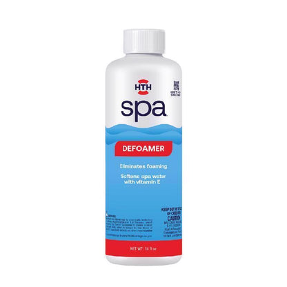 Emery Jensen HTH Spa Defoamer 16oz bottles, pack of 6, for spa water foam control and chemical treatment.