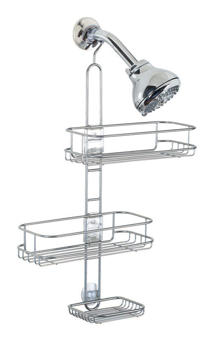 Emery Jensen Linea Silver Shower Caddy Organizer for space-saving bathroom storage with multiple compartments