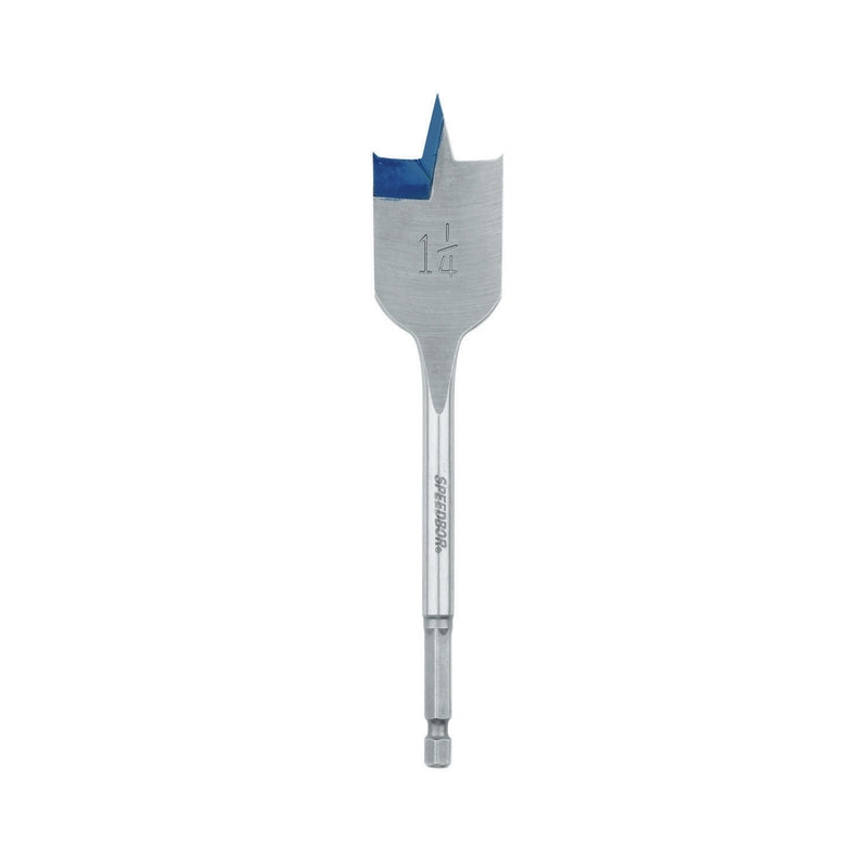 Emery Jensen BIT DRILL 1-1/4" Speedbor spade bit for wood drilling, shown with sharp cutting edges and sturdy metal shank.