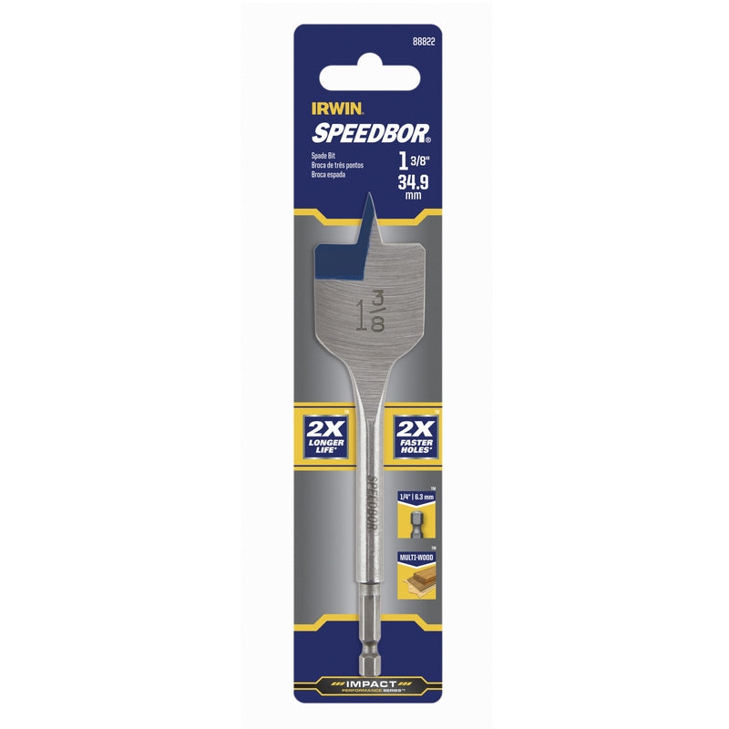 Emery Jensen BIT DRILL 1-3/8" Speedbor spade bit for drilling holes in wood, shown in a close-up image.