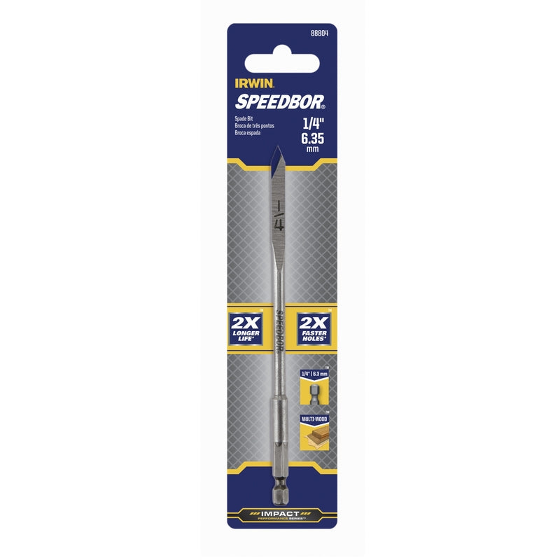 Emery Jensen BIT DRILL 1/4" Speedbor spade drill bit for wood, shown with its sharp cutting edges and sturdy construction.