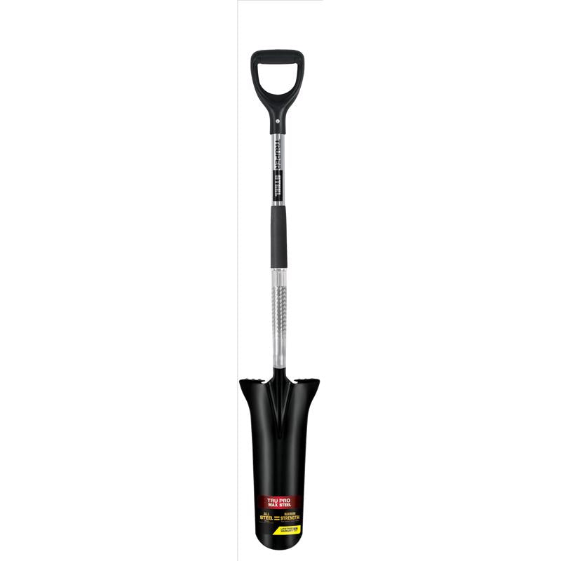 Steel drain spade tool, 16-inch Emery Jensen garden spade with sturdy blade and handle for digging and trenching.