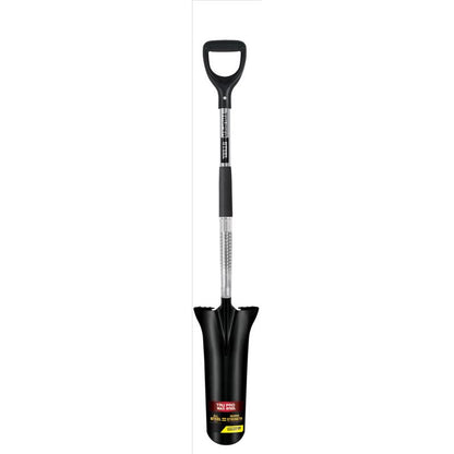 Steel drain spade tool, 16-inch Emery Jensen garden spade with sturdy blade and handle for digging and trenching.