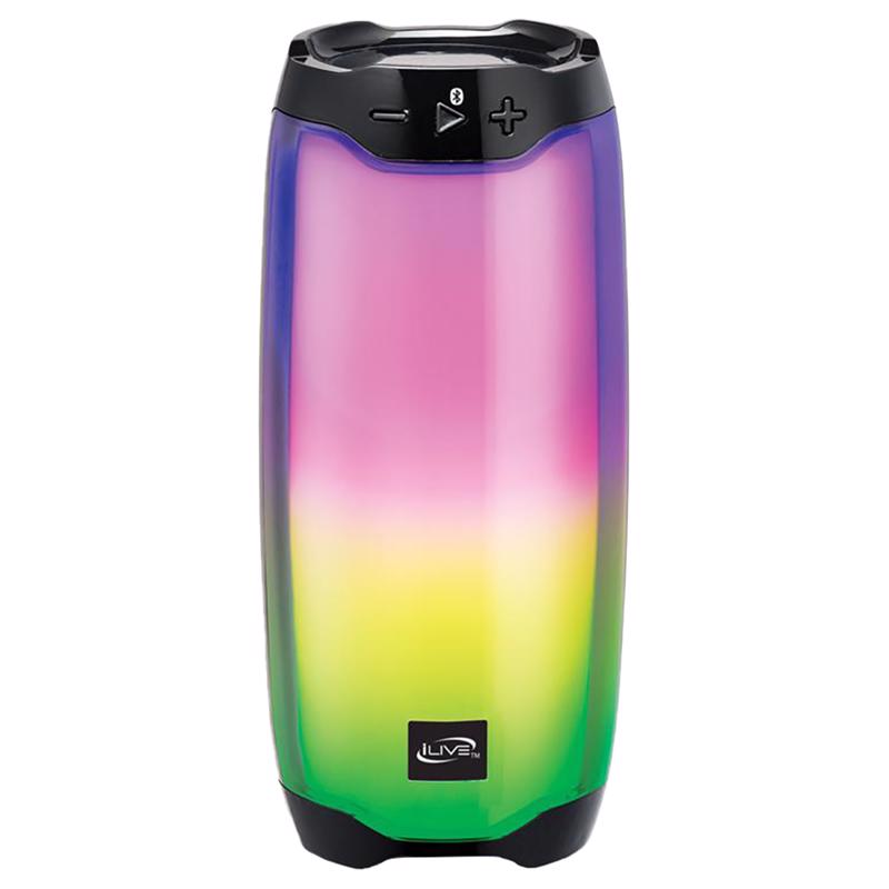 Emery Jensen color-changing speaker wire and black speakers with sleek design, ideal for home audio systems.