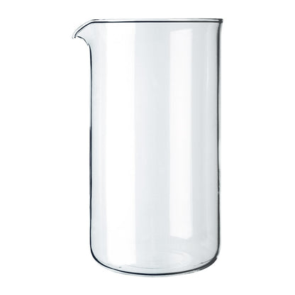 Emery Jensen BODUM spare beaker for 8-cup coffee and tea maker, glass replacement part with measurement markings.