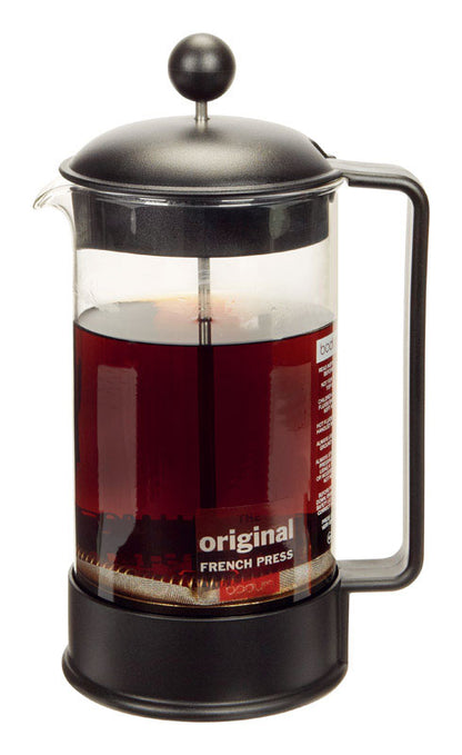 Emery Jensen Brazil FR press coffee and tea maker in black, 34 oz, with a sleek design for brewing hot beverages.