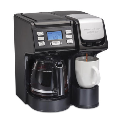 Black Emery Jensen 2-way coffee and tea maker, compact kitchen appliance for brewing hot beverages with versatile functionality.