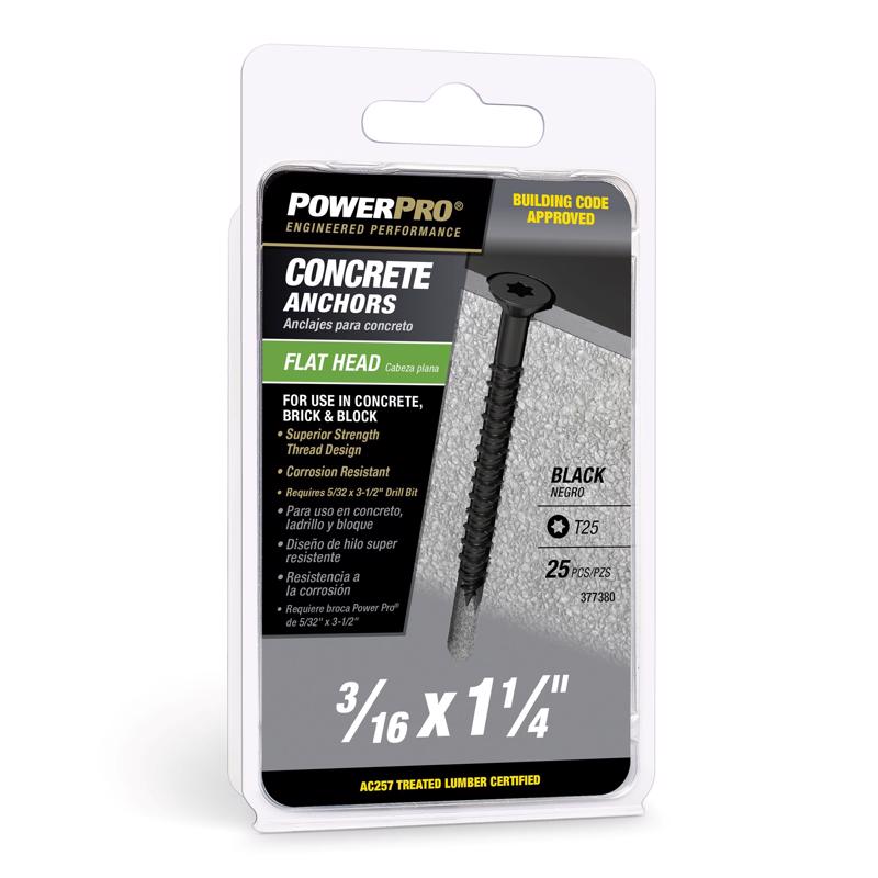 Set of 25 Emery Jensen concrete screw anchors, durable special anchors for secure mounting in concrete surfaces.