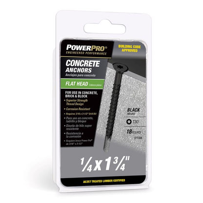 Set of 18 Emery Jensen concrete screw anchors, durable special anchors for securing fixtures into concrete surfaces.