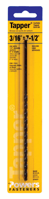 DRILL BIT 3/16" x 7-1/2"
