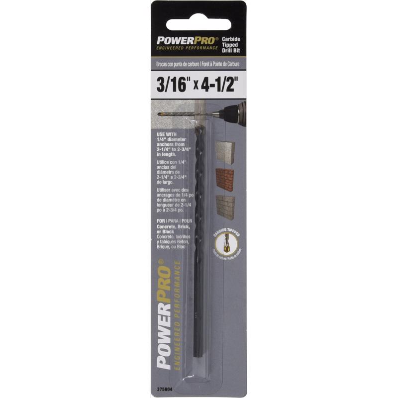 Emery Jensen special anchors drill bit 3/16x4-1/2 inch, designed for secure anchoring in construction and masonry applications.