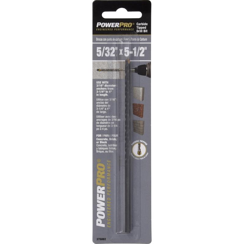 Emery Jensen special anchors drill bit 5/32x5-1/2 inches for masonry and concrete applications