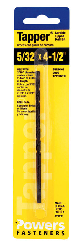 Emery Jensen tapper bit 5/32" x 4-1/2", a special anchor drill bit shown in the image for precise anchoring applications.