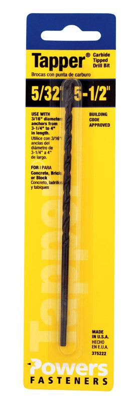 Emery Jensen tapper bit 5/32x5-1/2 for special anchors, shown in a close-up view with metal construction and drill bits.