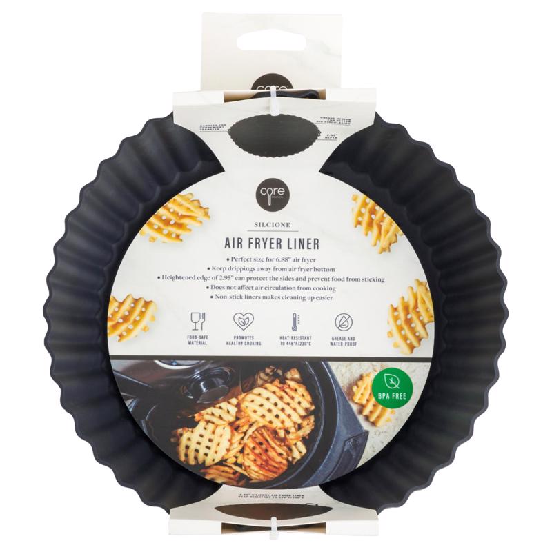 Emery Jensen air fryer LNR SLCN 2QT specialty accessory in black, designed for efficient air frying and easy cleaning.