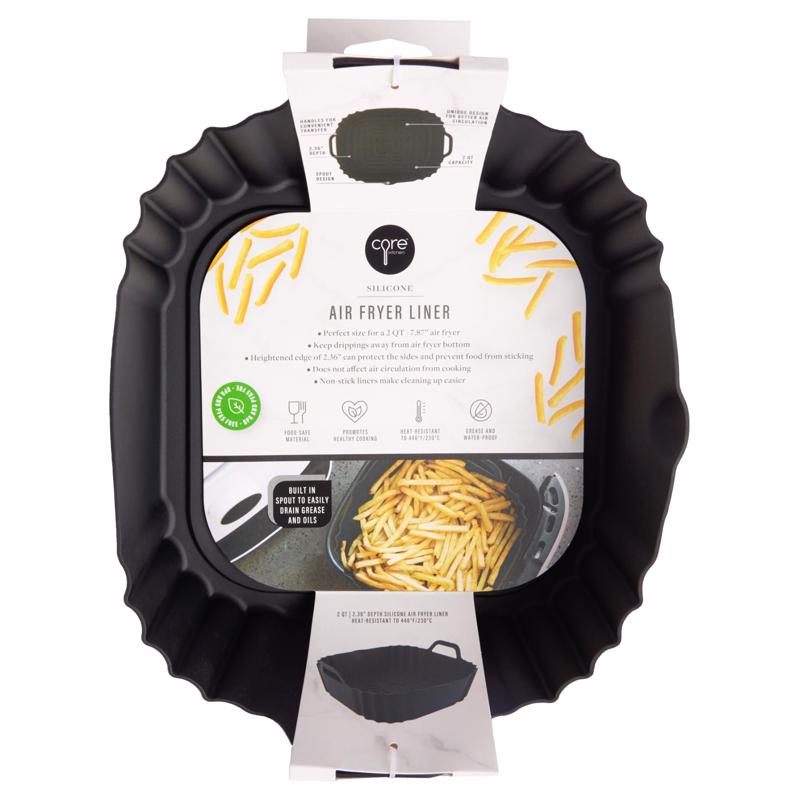 Emery Jensen Air Fryer LNR SLCN 5QT specialty accessory, black non-stick coating with handle for easy use and cleaning.