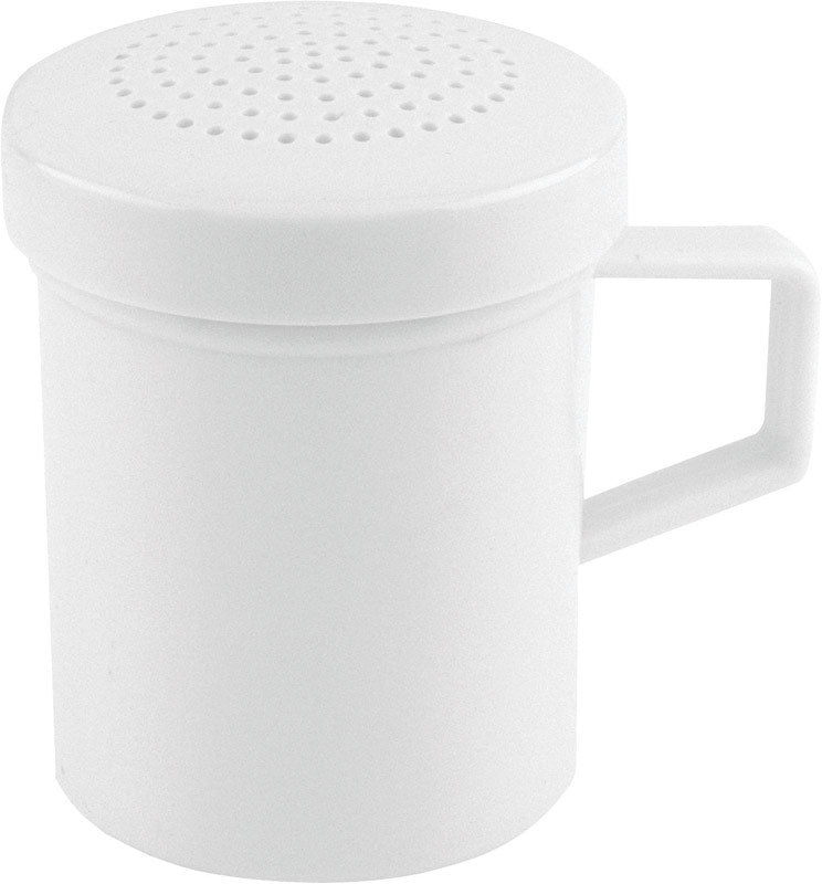 White all-purpose shaker from Emery Jensen, a specialty accessory for kitchen or dining use, shown in the image.