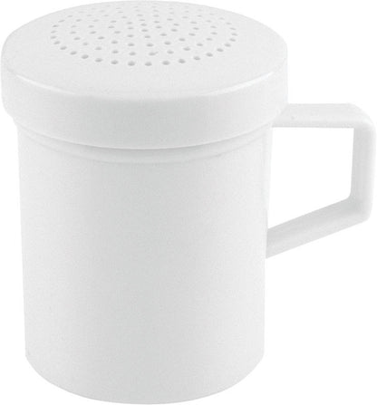 White all-purpose shaker from Emery Jensen, a specialty accessory for kitchen or dining use, shown in the image.