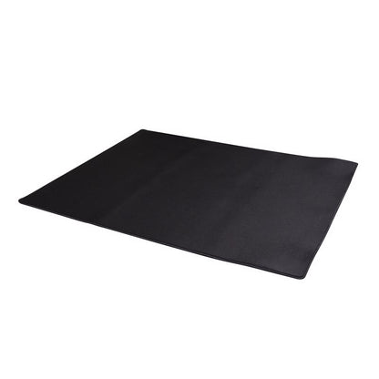 Black rubber stove mat from Emery Jensen specialty accessories, designed to protect surfaces and catch spills.