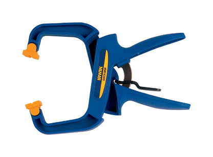 Emery Jensen Quick Grip 4-inch Handi Clamp for woodworking and DIY projects, showcasing its ergonomic design and sturdy construction.