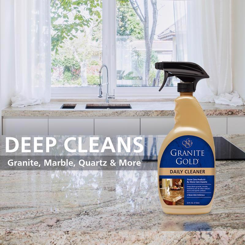 Six bottles of Emery Jensen CLNR GRANTE DAILY 24oz specialty cleaner arranged together, showing their label and packaging.