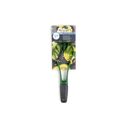 Emery Jensen avocado slicer with a durable plastic and TPR handle, designed for easy and precise avocado slicing.