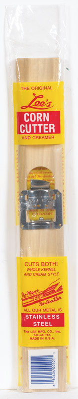 Emery Jensen Cutter Corn wood and stainless steel specialty gadget for precise corn cutting and preparation.