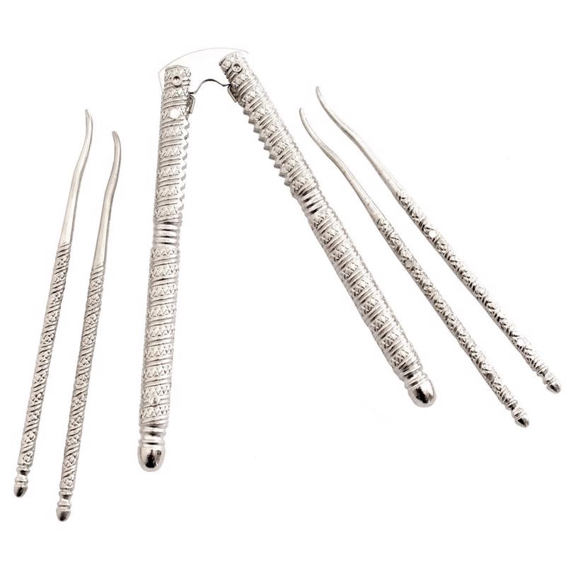 Emery Jensen nutcracker and pick set, a specialty gadget for cracking nuts and removing shells, with stainless steel tools.