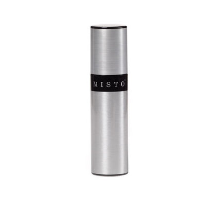 Silver aluminum oil sprayer from Emery Jensen, a specialty gadget for precise oil application.