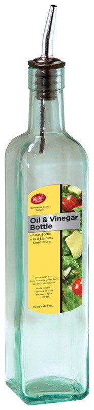 Emery Jensen 16oz green oil and vinegar bottle, part of the specialty gadgets collection, with a clear label and sleek design.