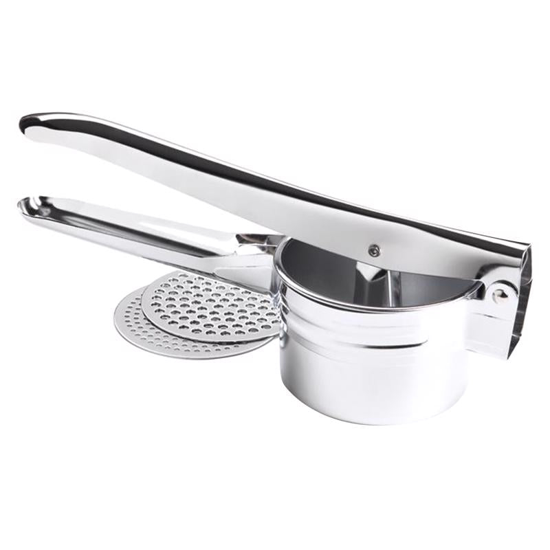 Emery Jensen potato ricer in use, a kitchen gadget for perfectly mashed potatoes and vegetable purees.