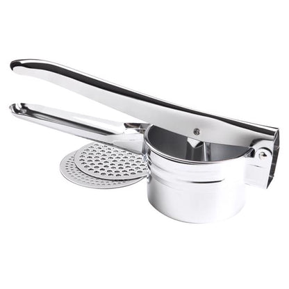 Emery Jensen potato ricer in use, a kitchen gadget for perfectly mashed potatoes and vegetable purees.