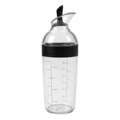 Black Emery Jensen Salad Dressing Shaker, a specialty gadget with a sleek design for mixing and pouring salad dressings.