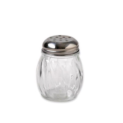 Emery Jensen 5oz stainless steel shaker cheese gadget, designed for easy cheese sprinkling and culinary use.