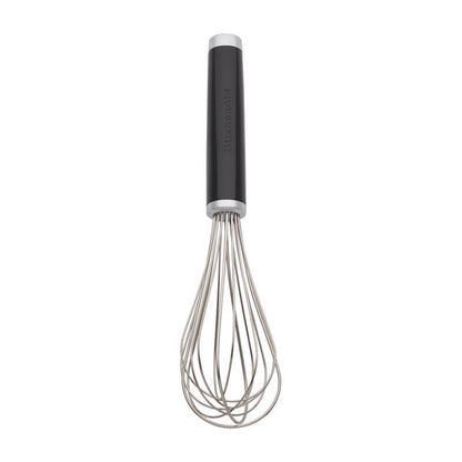 Emery Jensen Whisk Abs, stainless steel and black silicone, specialty kitchen gadget with ergonomic handle.