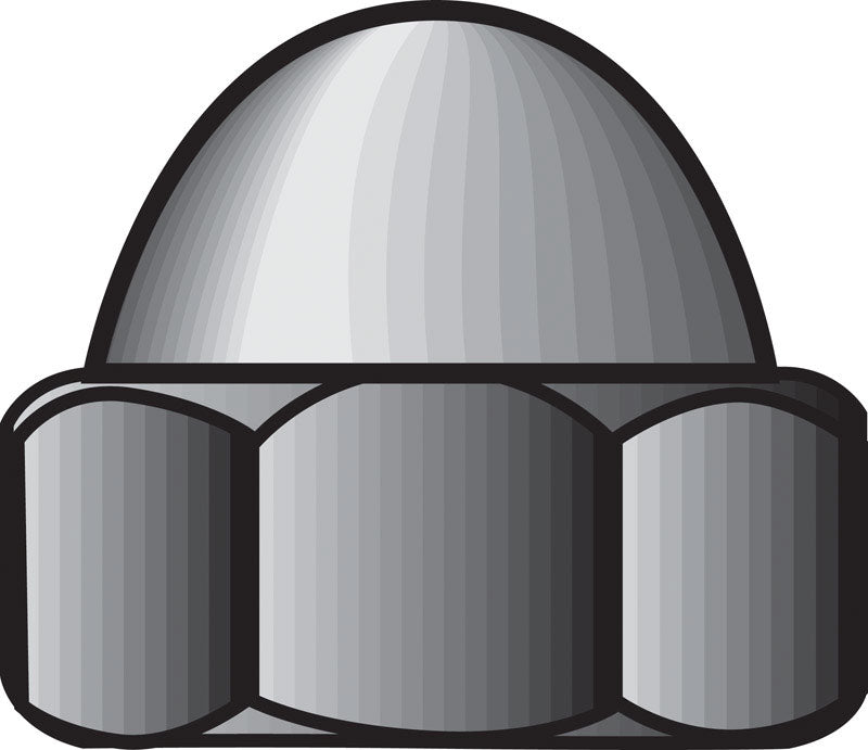 Set of 50 stainless steel 5/16-inch nut caps from Emery Jensen, designed for specialty nuts and secure fastening.