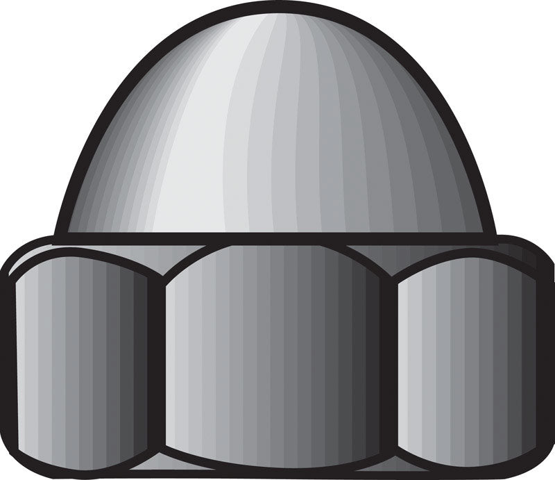 Set of 100 stainless steel nut caps for 8-32 nuts by Emery Jensen, used in specialty nut applications.