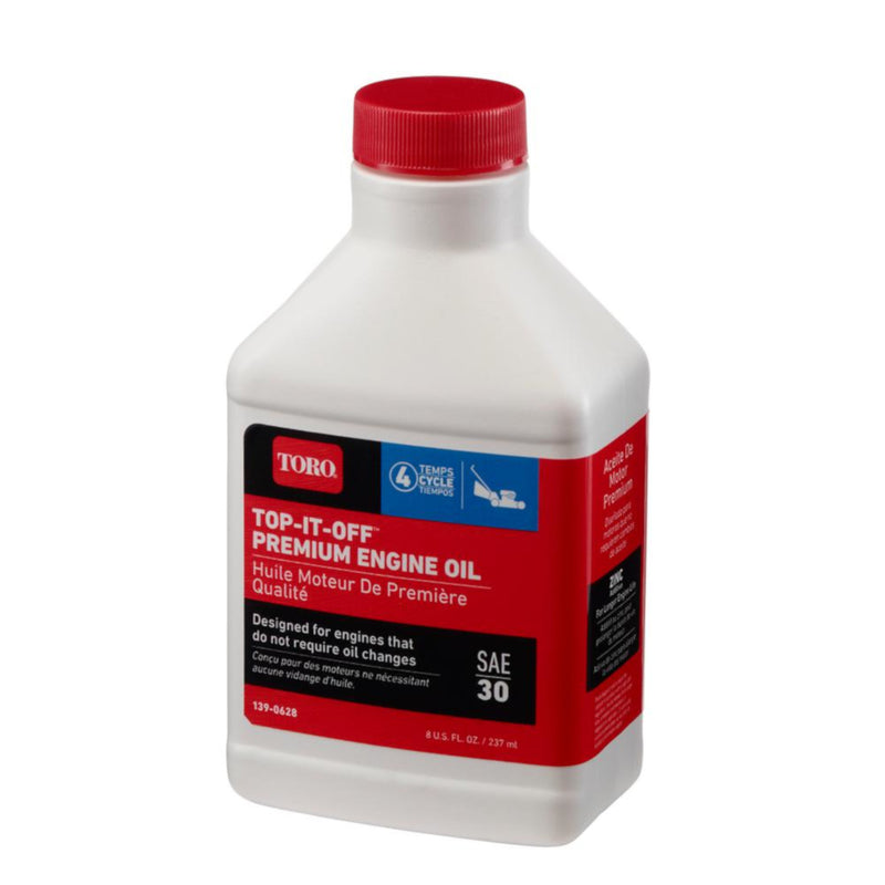 Emery Jensen 4-cycle engine oil in an 8oz bottle, specialty oil for small engines, with a clear label and cap visible.