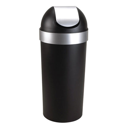 Emery Jensen Venti trash can in black and nickel finish, specialty pantryware with a modern, sleek design.