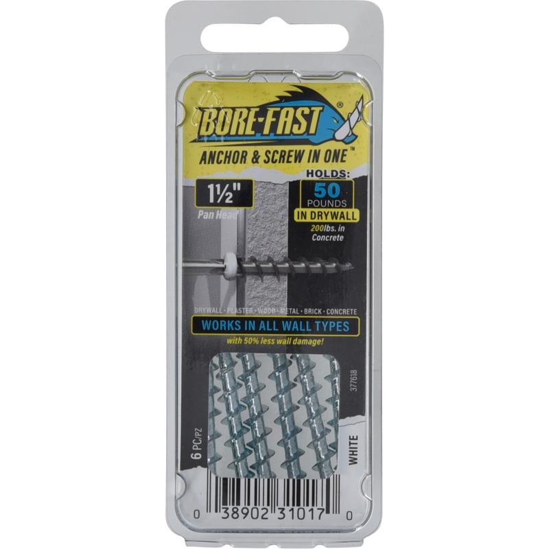 Anch/scrw PNHD1-1/2" WHT - Pack of 10