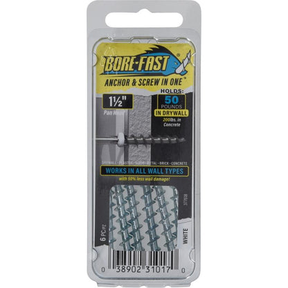 Anch/scrw PNHD1-1/2" WHT - Pack of 10