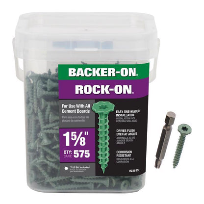 Emery Jensen CMNT Board Screw #9, specialty screw in a 575-pack, suitable for secure wood or drywall fastening.